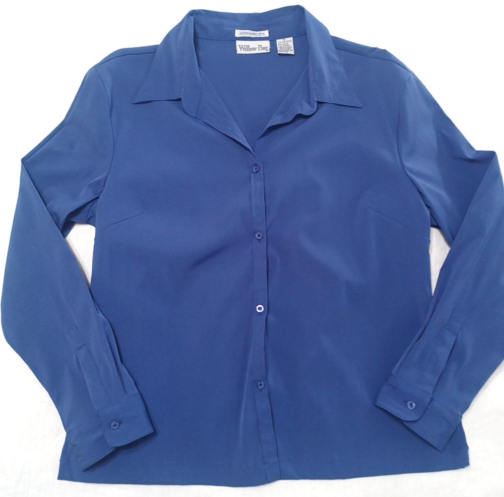 Willow Bay VTG Women's Purple LS Button Collared Blouse Shirt Sz XL Stretch